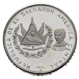 obverse: EL SALVADOR. 1 Colon 1971. Ag. Proof 