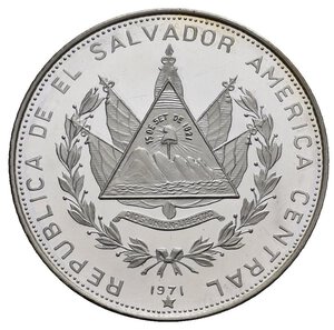 obverse: EL SALVADOR. 5 Colones 1971. Ag. Proof 