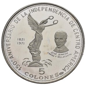 reverse: EL SALVADOR. 5 Colones 1971. Ag. Proof 