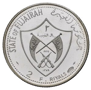 obverse: EMIRATI ARABI. FUJAIRAH. Mohammed bin Hamad Al Sharqi (1952-1974). 2 Riyals  AH 1389/1970 