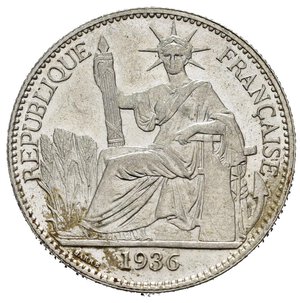 obverse: INDOCINA FRANCESE. 50 Centimes 1936. Ag. qFDC