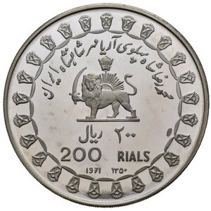 obverse: IRAN. Pahlavi Dynasty (1925-1979) - Muhammad Reza Pahlavi Shah (1941-1979) - 200 Rials 1971 - 2500th Ann. Persian Empire (KM1188). Proof