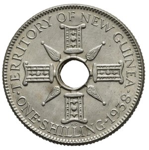 reverse: NUOVA GUINEA. Giorgio VI. 1 shilling 1938. Ag. qFDC