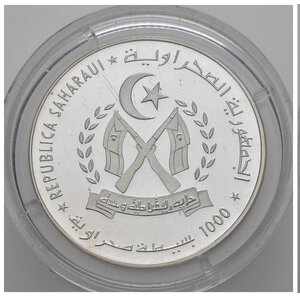 obverse: SAHARAWI ARAB DEMOCRATIC REPUBLIC. 1000 Pesetas 1998 