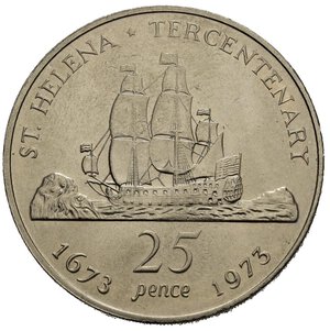 reverse: SAINT HELENA. Elisabetta II. 25 Pence 1973. Ni. qFDC 