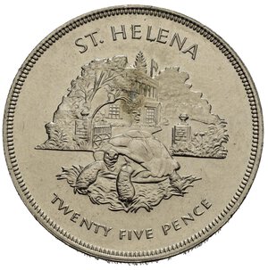 reverse: SAINT HELENA. Elisabetta II. 25 Pence 1977. Ni. qFDC 