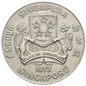 obverse: SINGAPORE. 10 Dollari 1973. Ag. SPL+