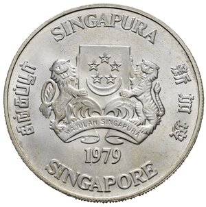 obverse: SINGAPORE. 10 Dollari 1979. Ag. qFDC