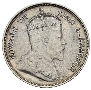 obverse: STRAITS SETTLEMENTS. Edward VII. 50 cents 1908 H. Ag. KM#24. BB+