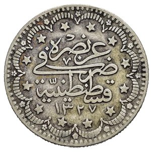 obverse: TURCHIA. Muhammad V AH 1327-1336 (1909-1918). 2 Kurush 1327/3. Ag (5,83 g). KM#750. BB