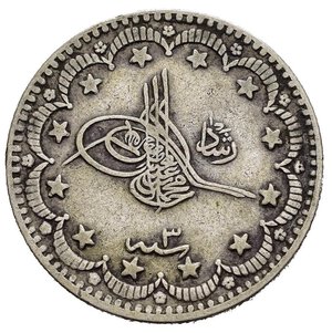 reverse: TURCHIA. Muhammad V AH 1327-1336 (1909-1918). 2 Kurush 1327/3. Ag (5,83 g). KM#750. BB