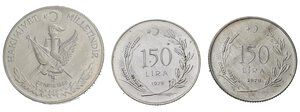 reverse: TURCHIA. Lotto di 3 monete. Ag. 10 lira 1960 - 150 Lira 1978; 1979. qFDC-FDC