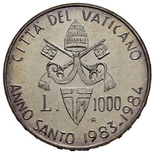 obverse: VATICANO. Giovanni Paolo II. 1000 lire Anno Santo 1983-1984. Ag. FDC