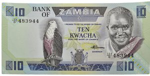 obverse: ZAMBIA. 10 Kwacha. FDS