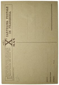 reverse: Ventennio Fascista (1922-1943). Benito Mussolini. Cartolina per la Decima Flottiglia MAS. Xa MAS