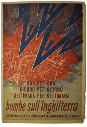 obverse: Ventennio Fascista (1922-1943). Benito Mussolini. Cartolina propaganda di guerra. WW2. 