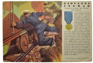 obverse: Ventennio Fascista (1922-1943). Benito Mussolini. Cartolina serie delle medaglie d oro della seconda guerra mondiale. Giovanni Ingrao, Tenente di Vascello, da Palermo alla memoria.