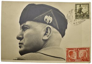 obverse: Ventennio Fascista (1922-1943). Benito Mussolini. Cartolina Viaggiata