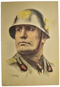 obverse: Ventennio Fascista (1922-1943). Benito Mussolini. Cartolina viaggiata. 