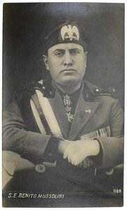 obverse: Ventennio Fascista (1922-1943). Benito Mussolini. Cartolina. 