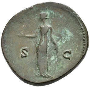 reverse: FAUSTINA II (Figlia di Antonino Pio). Roma. Sesterzio. 147-150. AE (24,16 g). D/ FAVSTINA AVG PII AVG FIL, busto drappeggiato a destra; R/ S-C, Artemide regge una freccia, arco poggiato a terra; RIC III 1383. mBB. nr.reg.601/24