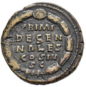 reverse: MARCO AURELIO (161-180). Roma. Sesterzio. AE (20,43 g). D/ IMP M ANTONINVS AVG TR P XXV, testa laureata a destra; R/ PRIMI DECENNALES COS IIII S C in corona. RIC III 1006. MB. nr.reg.601/24