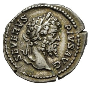 obverse: SETTIMIO SEVERO (193-211) Denario. D/ Testa laureata a destra. R/ la Fortuna seduta a sinistra con timone e cornucopia. AR (3,49 g). C.461; RIC 189b. BB+ nr.reg. 575/24