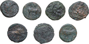 obverse: Greek and Roman World. Multiple lot of seven (7) unclassified AE Greek and Roman Republican coins