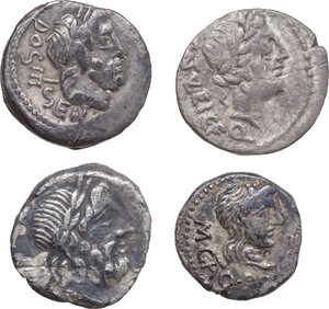 obverse: The Roman Republic. Lot of four (4) unclassified AR denominations