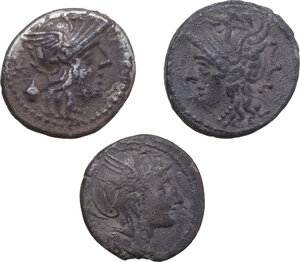 obverse: The Roman Republic. Lot of three (3) unclassified AR Denarii