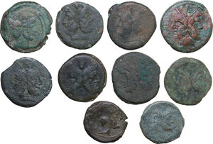 obverse: The Roman Republic. Lot of ten (10) unclassified AE denominations