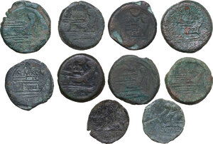 reverse: The Roman Republic. Lot of ten (10) unclassified AE denominations