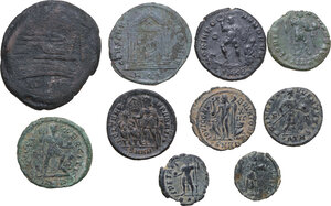 reverse: The Roman Republic and Empire. Lot of ten (10) unclassified AE denominations, including: Maximian, Theodosius, Honorius, Arcadius, Constantius, Licinius and Constantine