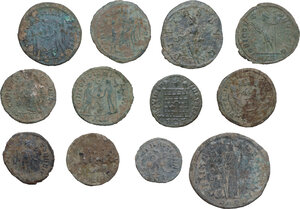 reverse: The Roman Empire. Multiple lot of twelve (12) unclassified AE Roman Imperial coins