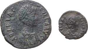 obverse: The Roman Empire. Lot of two (2) unclassified AE denominations of the late Empire