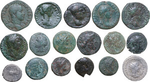 obverse: Ancient World. Lot of seventeen (17) unclassified AR (2) and AE (15) denominations of Greek Italy, the Roman Republic and the Roman Empire (noted portraits: Severus Alexander, Crispina, Hadrian, Gordianus III)