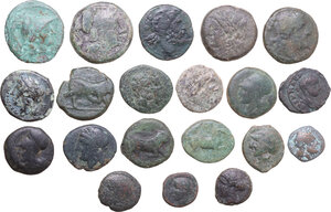 obverse: Ancient World. Lot of twenty (20) unclassified AE denominations of Greek Italy, Sicily and the Roman Empire