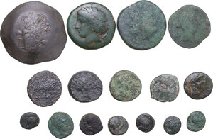 obverse: Miscellaneous from ancient world. . Multiple lot of fifteen (15) unclassified AE coins from Greek Italy to Byzantine