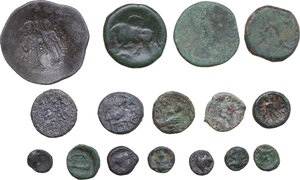 reverse: Miscellaneous from ancient world. . Multiple lot of fifteen (15) unclassified AE coins from Greek Italy to Byzantine