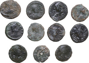 obverse: The Byzantine Empire. Lot of eleven (11) unclassified AE decanummi