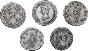 reverse: Lot of five (5) modern replicas of unclassified AR denominations. Noted portraits: Galba, Claudius, Pertinax, Didius Julianus, Vitellius