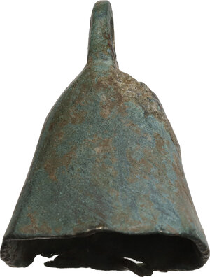 obverse: ROMAN BRONZE BELL Roman period, c. 1st - 3rd century AD. Rectangular cross-section bell, with suspension ring. Height: 40 mm. Base: 31 x 27 mm. Weight: 25.50 g