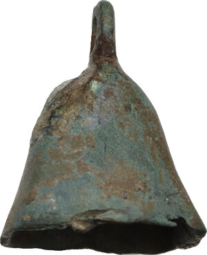 reverse: ROMAN BRONZE BELL Roman period, c. 1st - 3rd century AD. Rectangular cross-section bell, with suspension ring. Height: 40 mm. Base: 31 x 27 mm. Weight: 25.50 g