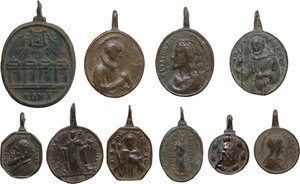 obverse: TEN VOTIVE MEDALS Post-Renaissance, c. 17th -18th century AD. Lot of ten (10) bronze votive medals. Various dimensions and shapes