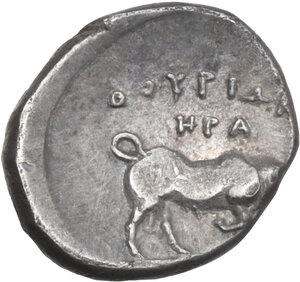 reverse: Southern Lucania, Thurium. AR Triobol, c. 350-300 BC