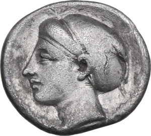 reverse: Corinthia, Corinth. AR Drachm, 350-300 BC