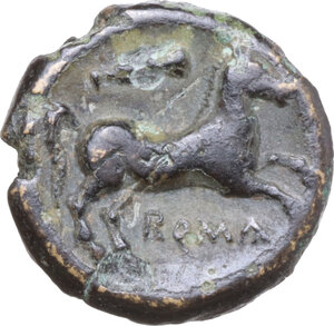 reverse: Club series. AE Litra-1/8 Uncia(?). Uncertain Campanian mint 266 BC (?)