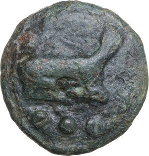 reverse: Janus/prow to right libral series. AE Cast Quadrans, c. 225-217 BC