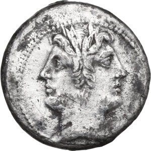 obverse: Anonymous. Large Scepter. Quadrigatus (Didrachm), Syracuse 217 BC