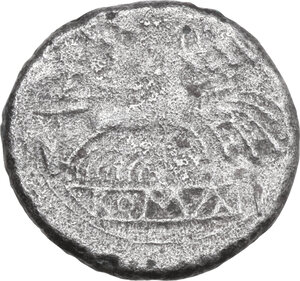 reverse: Anonymous. AR Debased Quadrigatus, Capua, early 215 BC